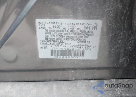 2024 Nissan Kicks S Xtronic Cvt from USA, damaged, VIN 3N1CP5BV6RL508247